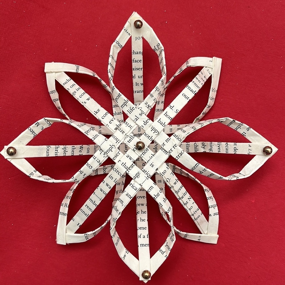 Handmade Upcycled Swedish Star Holiday Decor in Holiday Tin - Picture 3 of 7